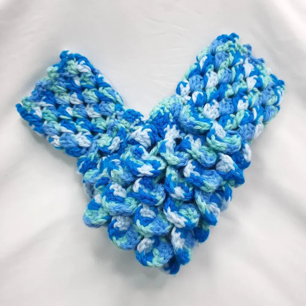 Crochet Fingerless Gloves Dragon Scale Handmade Blue Mermaid Texting Crocodile